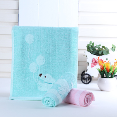 Pure cotton twistless children bamboo fiber towel cartoon dog and balloons children towel