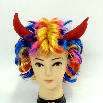 Halloween horns short hair wig can make small size wig