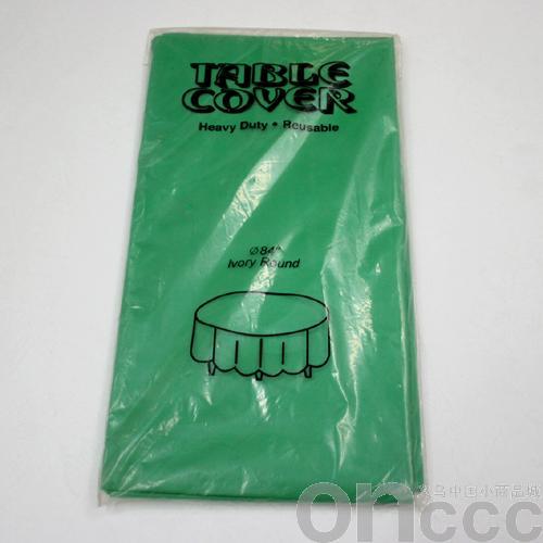 green bagged tablecloth