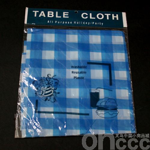 blue plaid tablecloth