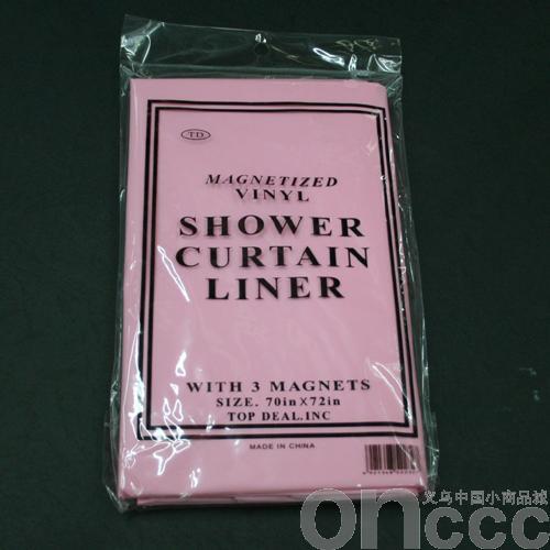 pink bagged shower curtain