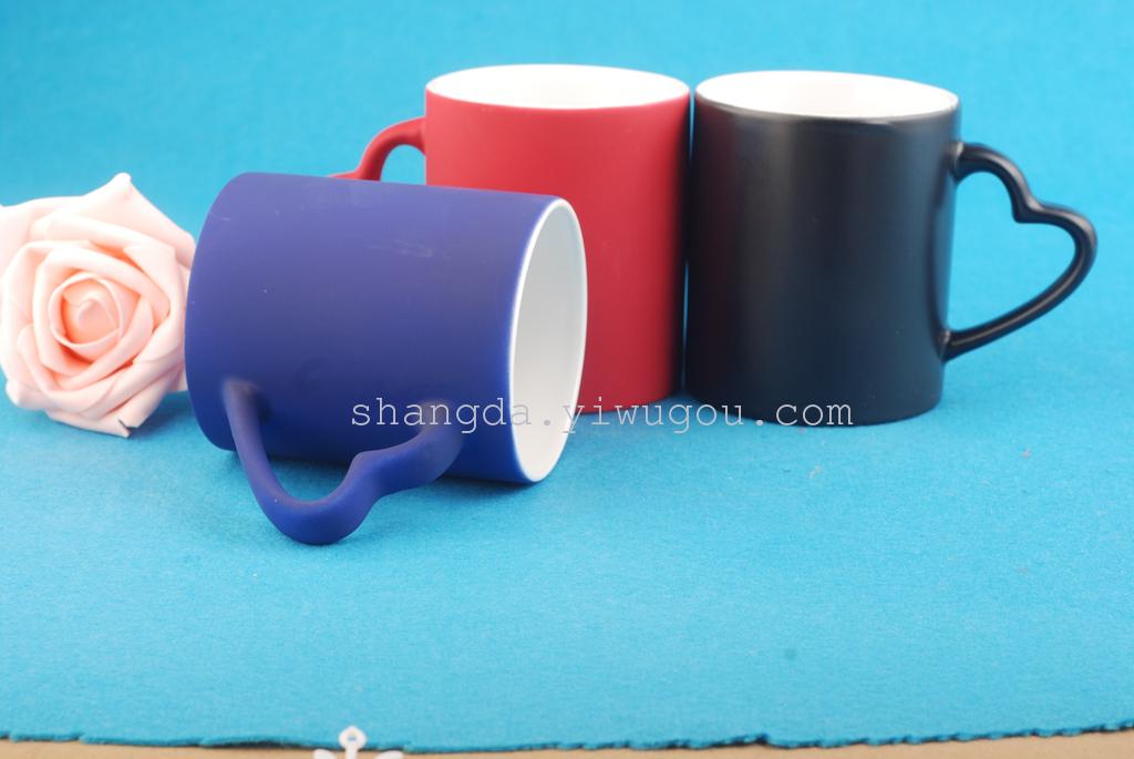 变色杯涂层杯热转印变色杯批发心形把变色杯影像杯diy杯子批发