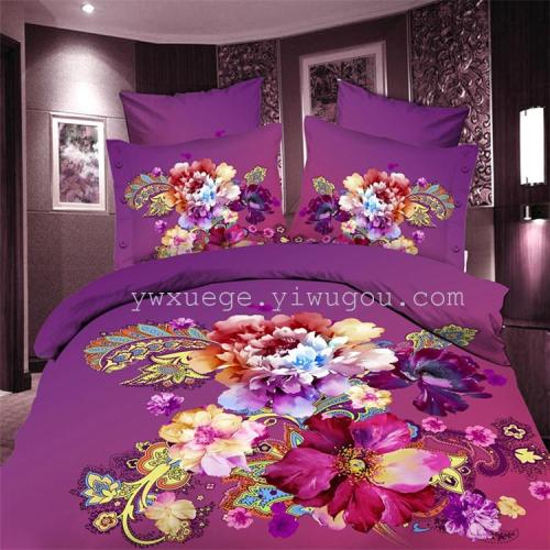 Sifu Velvet Brushed Four-Piece Set Active Bedding four-Piece Bedding Set Does Not Fade 1.5 M-1.8 M Bed Factory Direct Sales Purple Red 
