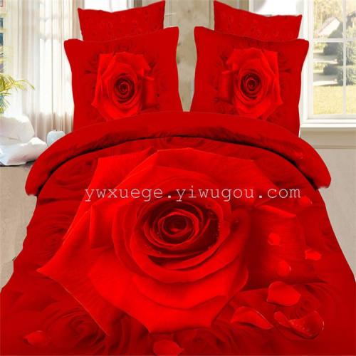 new pattern soft brushed surface with good quality and good pattern factory direct sales-romantic house red