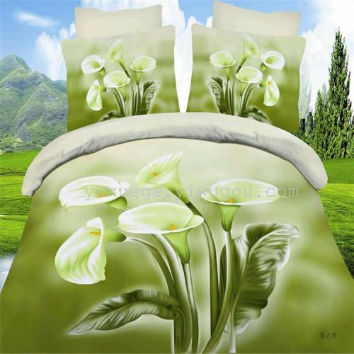 home textile 3d large flower pattern bed products three-dimensional activity printed four-piece bedding set non-fading factory direct sales beauty