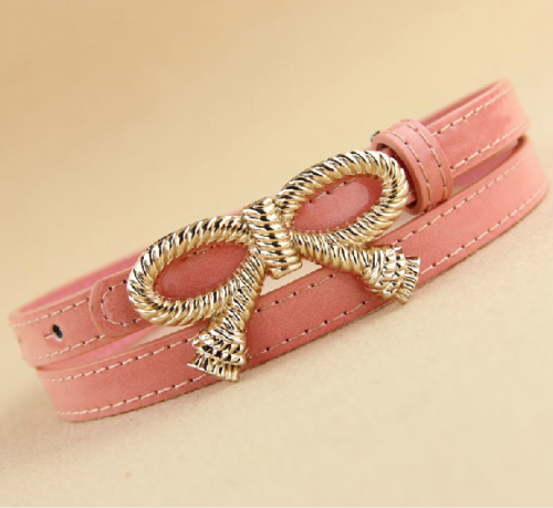 Golden Rope Bow Decoration Thin Belt Butterfly Hollow Candy Color Women‘s Belt