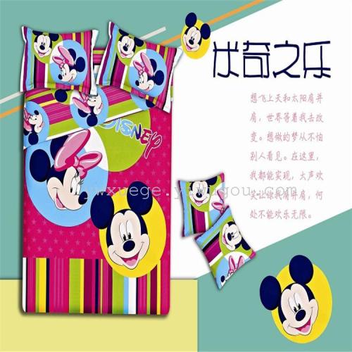 Twill Fashion Cartoon Bedding four-Piece Set 1.5 M 1.8 M Bed Pro-Velvet Home Textile Reactive Printing Personality Kit Wholesale Personalized Mickey 