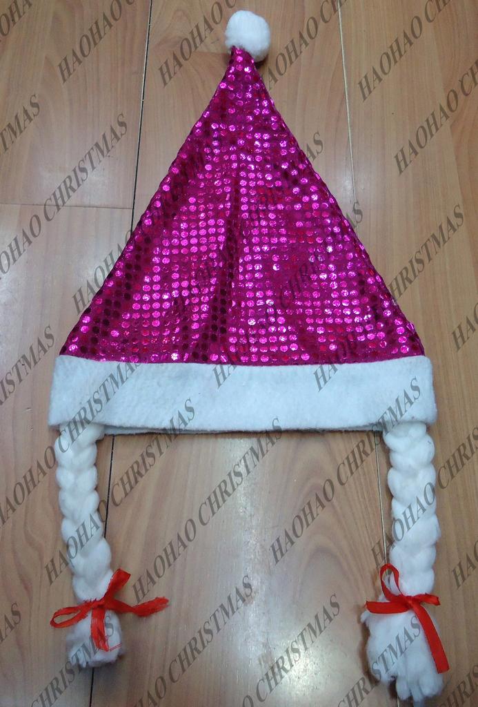 紫色亮片圣诞女帽