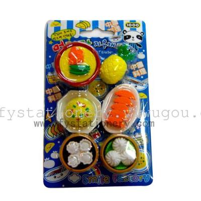 Simulated stereo Eraser stationery factory direct blister card combination of fruits and vegetables can be customized Korea stationery