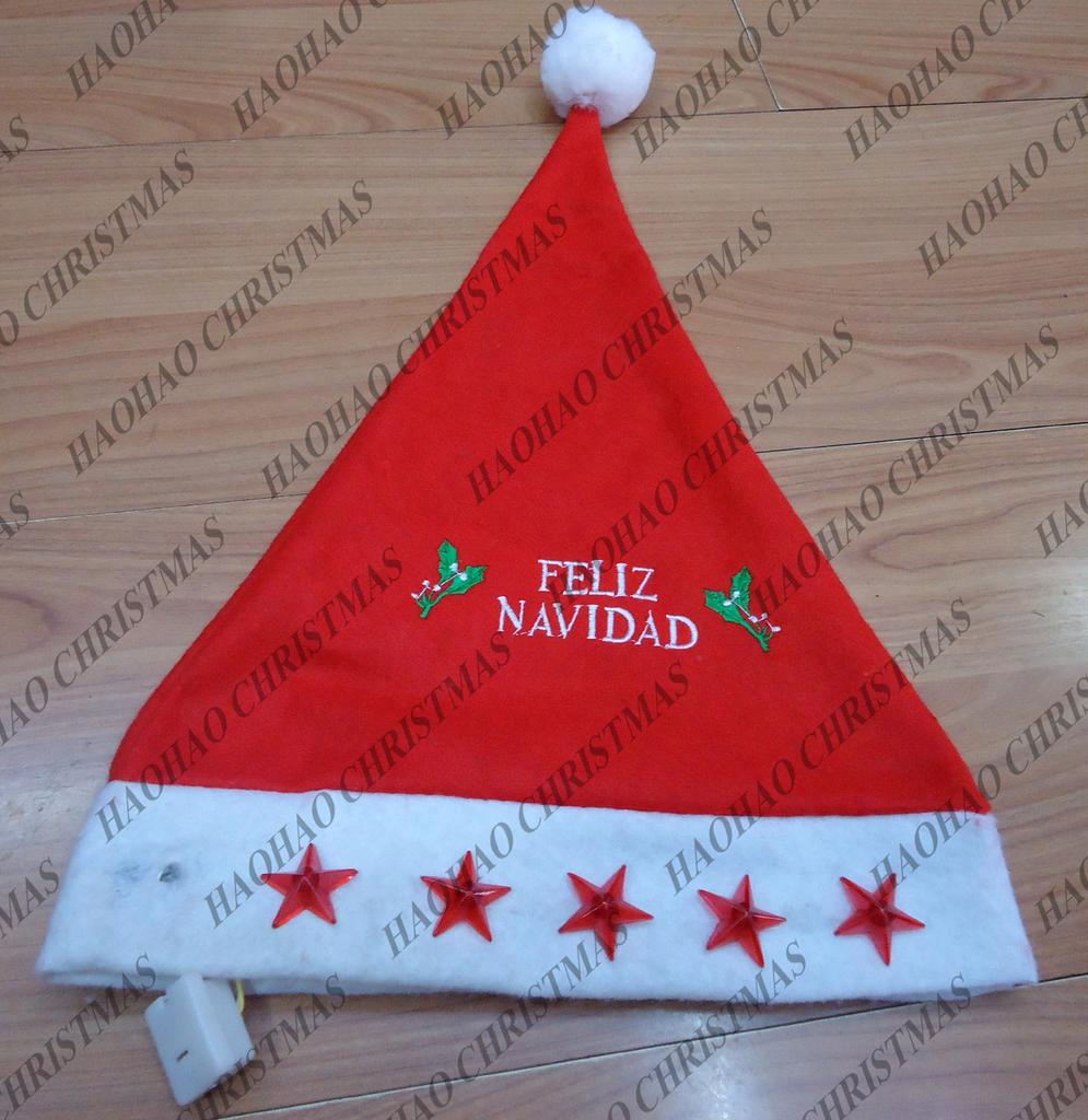 大红无纺布刺绣五星电子帽