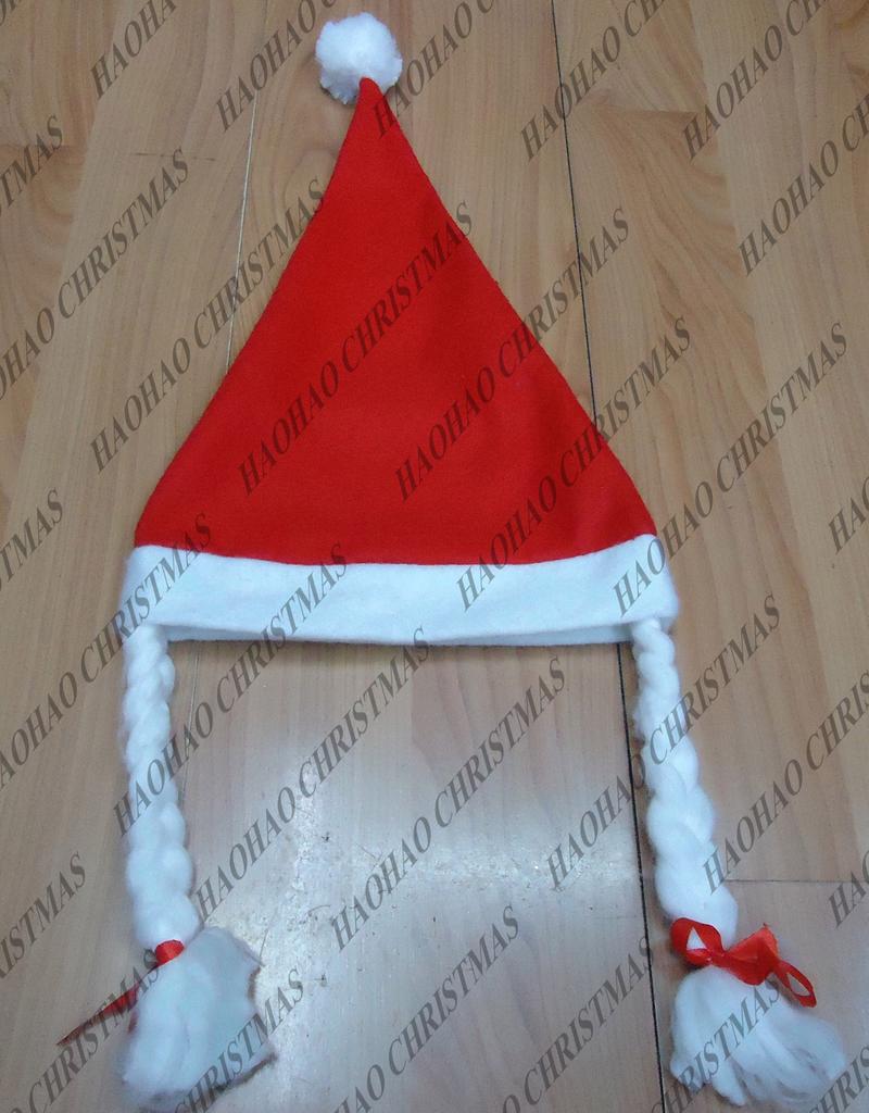 大红无纺布圣诞女帽