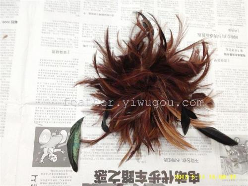 40595 yiya feather， feather head flower， tear the head and tail feather headdress， feather corsage ornament