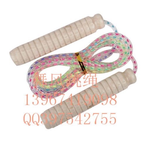 6136 Corn Massage Handle Skipping Rope Student Standard Skipping Rope Children Skipping Rope with Wooden Handle Seven-Color String