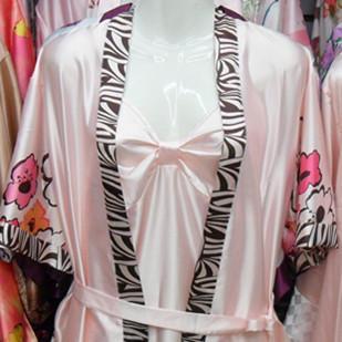 Summer Women‘s Silk Suspenders Pajamas Sexy Short Sleeve Nightdress Nightgown Two Pieces 2014