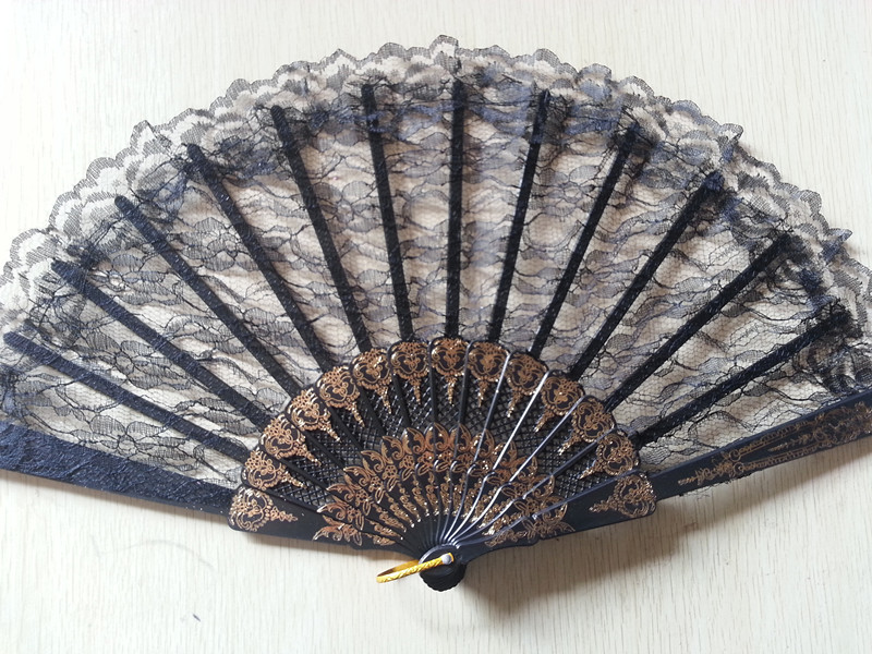 折扇花边蕾丝塑料扇女扇永春扇婚礼扇外贸出口素色摄影