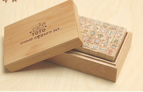 [manufacturer direct sales] korean toto cute rabbit wooden box seal-40 pieces into