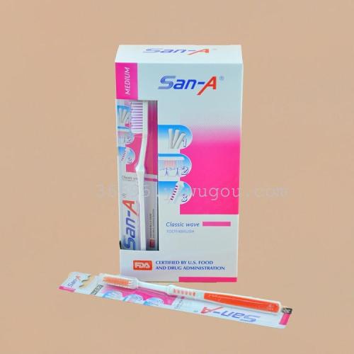 foreign trade english toothbrush san-a e-317（12 pcs/box） medium hair toothbrush