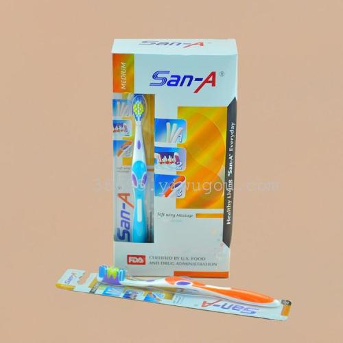 foreign trade english toothbrush wholesale san-a e-612（12 pcs/box） medium hair toothbrush