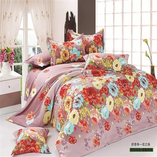 snow pigeon home textile bedding shu xiang cotton four-piece set series foreign trade wholesale purchase -- showy fleurs