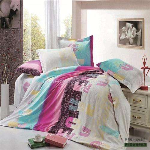 snow pigeon home textile shu xiang cotton four-piece set color flower pattern a variety of internal and external sales quality assurance-urban frontier