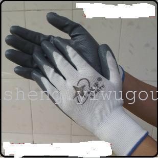 labor protection gloves xingyu nitrile gloves rubber hanged gloves thread gloves wear-resistant gloves dipped gray ding qing