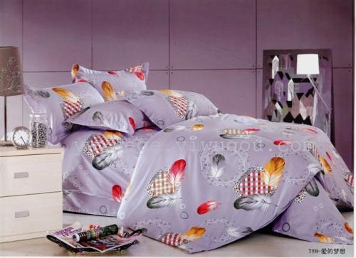 snow pigeon bedding cotton four-piece series cotton foreign trade series active printing factory direct sales-dream of love