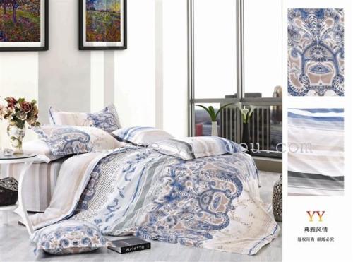 Snow Pigeon Bedding Cotton Four-Piece Series Cotton Foreign Trade Series Active Printing Factory Direct Sales-Elegant Style