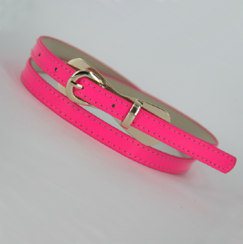 fluorescent color thin belt bow flat glossy pin buckle belt korean style versatile women‘s belt thin belt