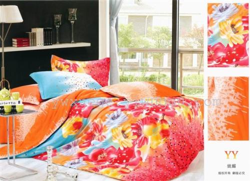 Snow Pigeon Bedding Cotton Four-Piece Series Cotton Foreign Trade Series Reactive Printing and Dyeing Factory Direct Sales -- Charming 