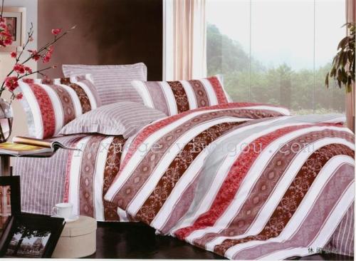 Snow Pigeon Bedding Cotton Four-Piece Series Cotton Foreign Trade Series Active Printing Factory Direct Sales-Casual Stripes