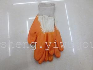 Semi - hung rubber gloves flannelette anti-skid wear-resistant gloves, wear gloves, gloves, wholesale manufacturers direct sale promotion.