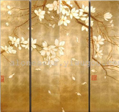 hanging painting and decorative painting factory direct hotel villa decoration handmade gold foil painting customized screen and background wall