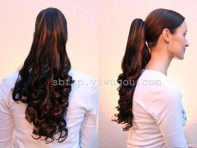 Wig ponytail clip, hair accessories, hair tail, ponytail, chemical fiber Wig large wave research