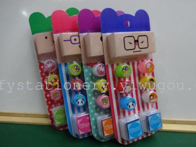 Double stamp pad printed plastic seal of the seal children's cartoon in Chinese factory direct can order new stationery