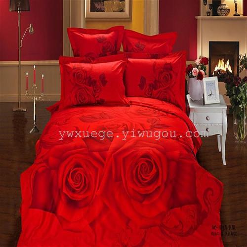 Twill Reactive Printing Elegant Living Bedding Simple Ambiguous Factory Direct Sales Bedding Four-Piece Set