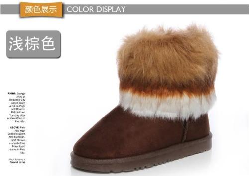 2013 Winter Hot F Snow Boots Women‘s Cotton Shoes Imitation Fox Fur Warm Women‘s Short