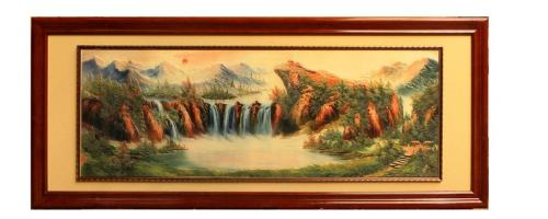 Golden Toad Relief Landscape Painting Decorative Painting Opening Plaque High-End Opening Gift Color Relief Craft