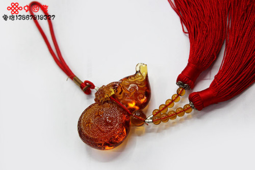 chinese knot pendant glass pendant car pendant ornament gourd glass bead red tassel crystal clear