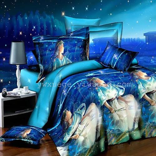 Home Textile Fashion Cartoon Twelve Constellation Series Active Twill Four-Piece Polyester Cotton Printed Suite Bedding Factory Direct Sales Virgo