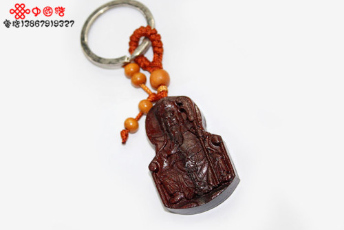 key chain wood carving guan gong pendant ornaments car key chain buddhist supplies