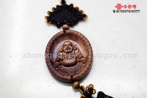 Maitreya Buddha Statue Rosewood Carving Decoration Safe Chinese Knot Ornament Hanging Ornament Hanging Ornament Home Office Travel Wall Decoration Gift gifts