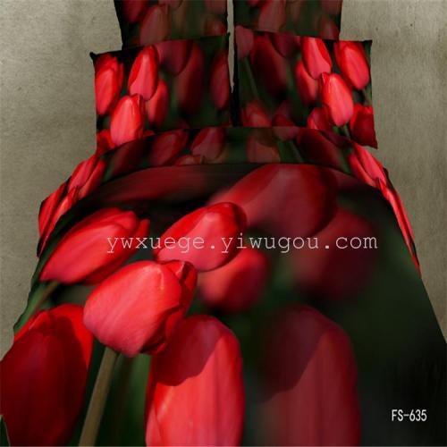 factory direct sales new fashion wedding supplies eternal-red 3d large oil painting four-piece set wholesale