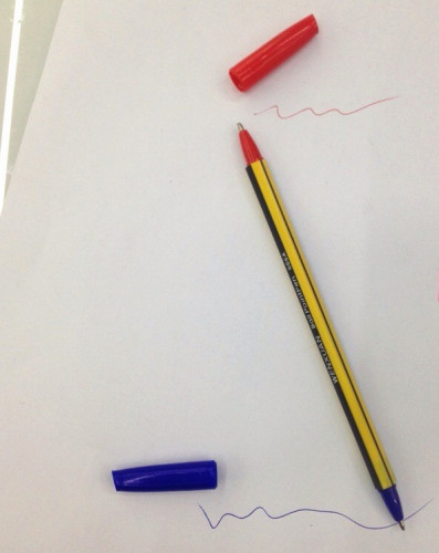 ballpoint pen simple ballpoint pen office pen double-headed two-color ballpoint pen trolley pen
