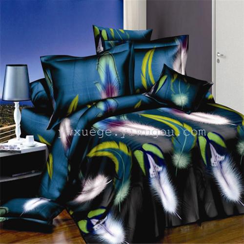 snow pigeon home textile bedding new polyester cotton dispersion active printed four-piece bedding set factory direct sales foreign trade ---- feather love
