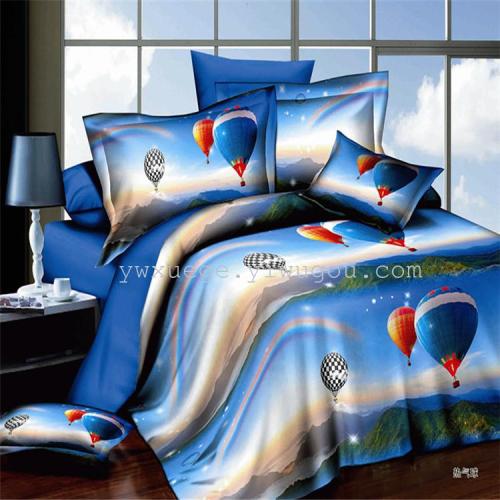 home textile bedding four-piece set 3d polyester cotton four-piece set export factory direct sales --- hot air balloon