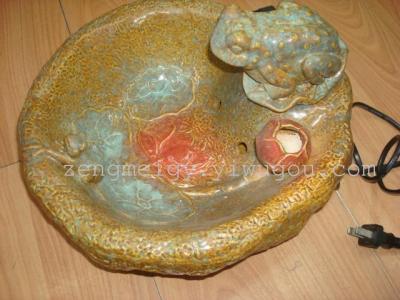 Home gifts and crafts furnishings stone kiln transformation glaze ceramic frog fountain water 