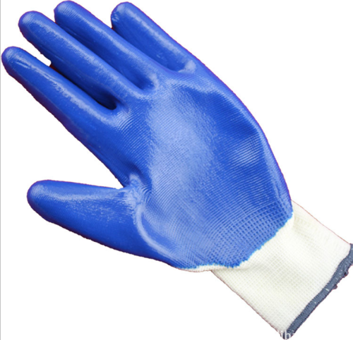 wholesale cotton yarn gloves thirteen needle nylon nitrile gloves labor protection gloves blue nylon nitrile gloves