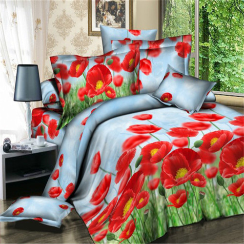 bedding 3d stereo bedding four-piece active printing and dyeing factory direct sales red color