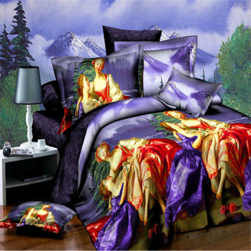 bedding polyester cotton four-piece foreign trade four-piece set four-piece series active printing and dyeing snow pigeon good sisters