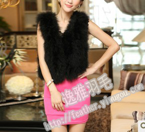 014 Autumn and Winter European and American Original Single Turkey Feather Ostrich Feather Small Waistcoat Shawl Cloak 